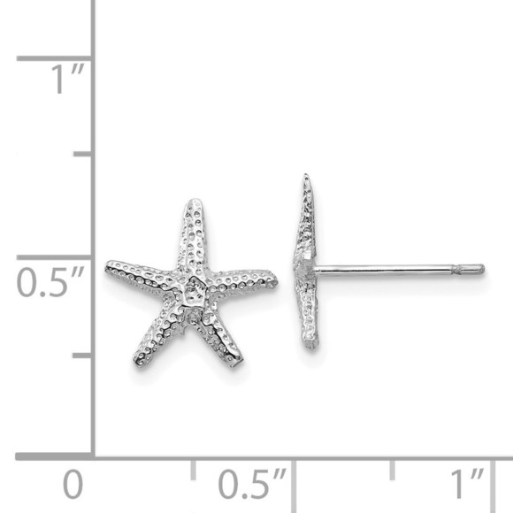 14k White Gold Starfish Post Earrings - Picture 2 of 4